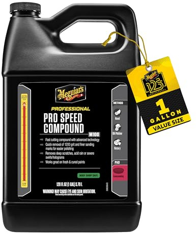 Meguiar's M11032 Mirror Glaze Ultra Pro Speed Compound, Rubbing Compound for Cars Removes Up to 1,200 Grit Sanding Marks and Leaves a Swirl-Free, High-Gloss Finish, 1 Gallon