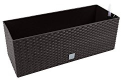 17 L Pflanzkübel Blumentopf L 500 mm Blumenbank in Rattan-Optik Bewässerungssystem Rato Serie braun viereckig