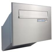 XXL Edelstahl Mauerdurchwurf Briefkasten mit Klingel - T: 23-38 cm - D-241