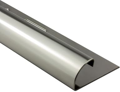 Viertelkreis Edelstahlschiene Fliesenschiene Edelstahl V2A 2,5m 12mm | Für weiche Kantenübergänge und geschützte Fliesenaußenecken, für 12mm Fliesenhöhe, 2,5m, V2A Edelstahl, glänzend, silber