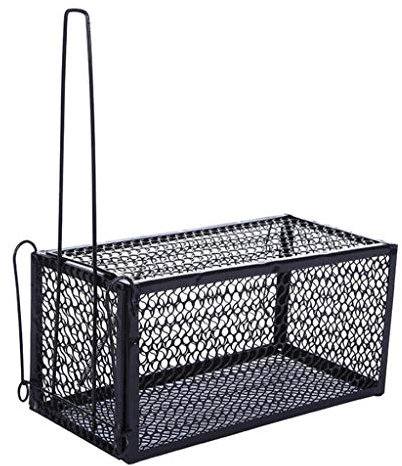 Humane Live-Rattenfalle Käfigfalle Chipmunk- Anti-Nagetiere, Eisenkäfig Zum Fangen Von Rattenfallen, 28 × 14 × 14 Cm Schwarz,M