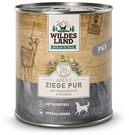 WILDES LAND – Wild | Nassfutter mit extra hohem Fleischanteil und natürlichen Zutaten für ausgewachsene Hunde. Alleinfutter ohne Zusatzstoffe in der Dose | 6x800g Wild