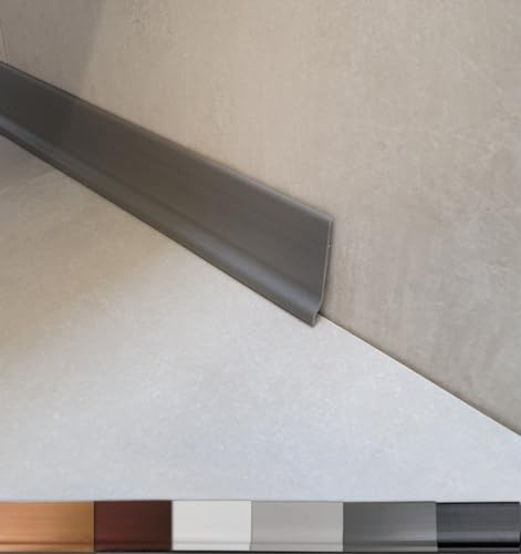 MadeInNature, Battiscopa flessibile in PVC di alta qualità, bianco, grigio chiaro, grigio scuro, nero, altezza 70 mm, lunghezza a scelta (12 ml, grigio scuro)