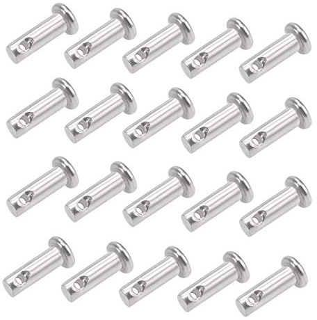 sourcing map 20 Stück Steckbolzen Splintstift Flachekopf Gabelkopfstifte Gelenkstift Einloch 4mm x 12mm aus Edelstahl 304