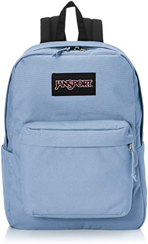 JANSPORT SuperBreak Plus datorryggsäck – 38 cm (15 tum) inre fodral med främre organisatör och sidoficka för vattenflaska – vadderade remmar – 25 L, Blå agave, en storlek