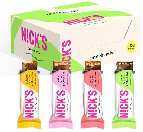 NICKS Mix de Barritas Proteina, Keto Protein Bar de Chocolate 4g Carbohydratos Netos 15g Proteína y 5g Colágeno Sin Azúcar Añadido Low Carb Proteicas Snacks Sin Gluten (9x50g)