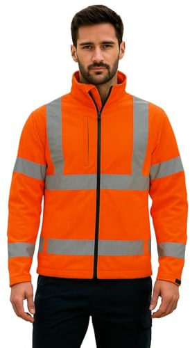 shelikes Hi Vis Viz Visibility Two Tone Zipped Zip Softsheel Light Weight Fleece Zip Jacket Size[Orange,