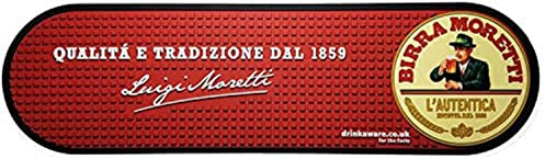 Birra Moretti PVC Bar Mat Drip Runner Curved Edges with Hedgehog Grips and Slip Prevention Large Classic Logo