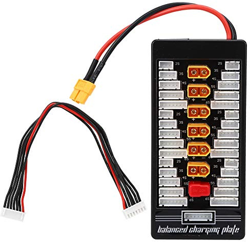 RC Parallel Board, 2S-6S XT60 Stecker Parallel Charging Board, RC Batterieladekarte, Ladekart für RC-Batterien, RC-Modelle, Drohnen, E-Scooters, 2S-6S Compatible, Compact Design, Black