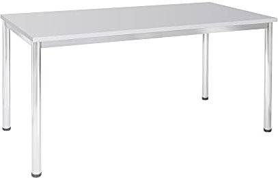Schreibtisch u. Besprechungstisch mit verchromten Tischgestell | Konferenztisch Bürotisch Computertisch Mehrzwecktisch Arbeitstisch PC-Tisch Homeoffice-Tisch (Lichtgrau, 120 x 80 x 77,5 cm)