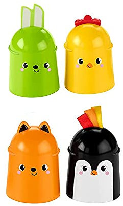 Fisher-Price GJW26 Ersatz-Tiertasche für Stack und Rassel, Motiv: Fuchs, Hase, Pinguin und Küken