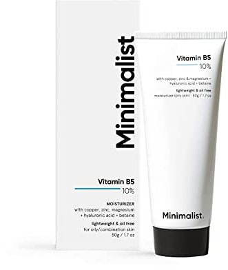 Minimalist Vitamin B5 10% Oil Free Fast Absorbing Lightweight Face Moisturiser Gel For Oily & Acne Prone Skin, 50 g (Pack of 1)