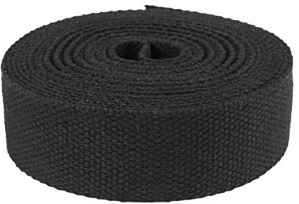 Suncoolla 5M Canvas Baumwollgewebe aus Leinwandbindung Gurtband Tasche Gürtelband 25/38mm Breit (25mm Breit, Schwarz)