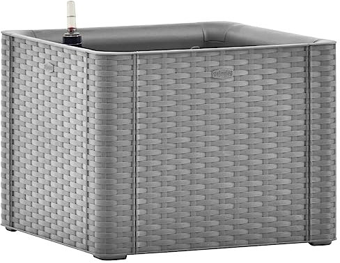 vidaXL Lit Surélevé de Jardin avec Système d'Arrosage Jardinière Pot de Fleurs Bac à Plantes Lit de Plantation Extérieur Gris 43x43x33 cm