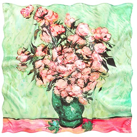 Prettystern Damen leicht Seidenhalstuch Nickituch Bandana Halstuch aus 100% Seide mit Malerei Kunst-Motiv für Frühling und Sommer