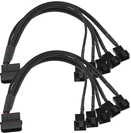 YINETTECH 2 Stück 5 In 1 4-Pin Molex auf 5 X 3-Pin / 4-Pin PC-Gehäuse-Lüftertrenner PC-Gehäuse-Lüftertrenner Y-Netzadapterkabel Kompatibel mit 3- Oder 4-poligen Lüftern