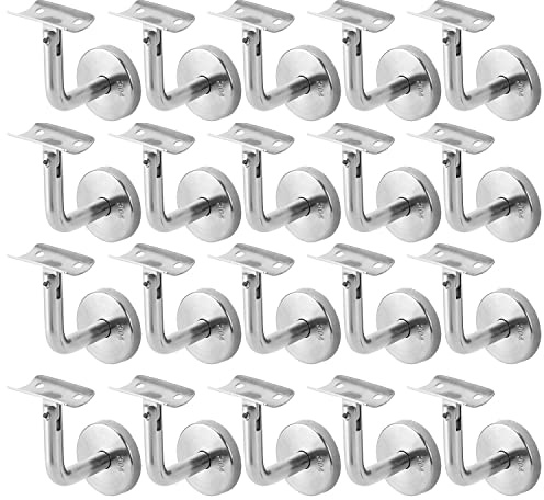 Gimisgu 20 Piezas Soporte Pasamanos, Soportes de Baranda Barandilla Pasamano de Acero Inoxidable para Escalera Pared, Acero Inoxidable para Escalera Pared Interior et Exterior, 49x49mm