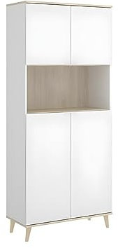 Rimobel Vente-Unique-Küchenschrank mit 4 Türen & 1 Ablage - Weiß & Eichefarben - WAJDI
