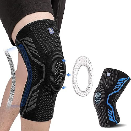 ABYON Kniebandage für Männer Damen, 1 Pack Komprimierte Kniestütze mit Patella Gel Pads & Feder Seitenstabilisatoren für Meniskusriss, Arthritis, Bänderverletzung, ACL, MCL