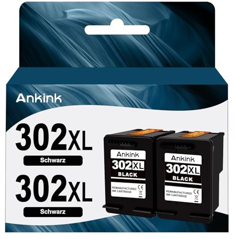 ANKINK 302XL Druckerpatronen Ersatz für HP 302 XL Schwarz 2er-Pack | Tintenpatrone Patrone für 1110 2130 3630 3632 3634 3636 3639 4520 4522 4523 4524 4525 4526 4528 3830 3831 3833 Drucker