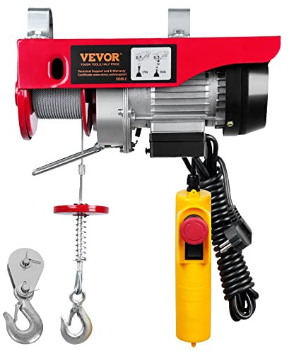 VEVOR Treuil à Câble Électrique 250 kg Palan Électrique avec Télécommande Filaire 4 m Treuil-Palan 510 W 10 m/min Hauteur de Levage Câble Simple 12 m Moteur pour Garages Entrepôts Usines