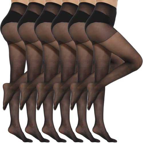Yilanmy 6er-Pack Strumpfhosen Für Damen 20 Den Transparent Matt Hohe Taille Feinstrumpfhose