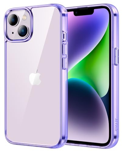 JETech Hülle für iPhone 14, Anti-Vergilbung, Dunkellila | Stoßschutz, Kratzfeste Harte PC-Rückseite, Robuster Transparenter TPU-Rahmen