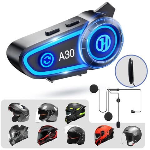 JZAQ Auriculares Bluetooth para casco de motocicleta, control de música con respuesta automática, 120 horas de reproducción, sistema de alta calidad de sonido, ultrafino, ciclismo, esquí, equitación