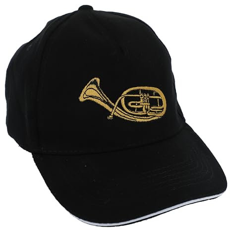 Musikboutique Baseball-Cap mit eingestickten Instrumenten, schwarz, Baumwolle (Tenorhorn)