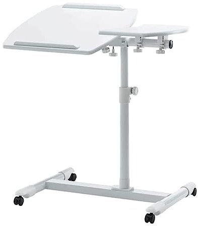 POCHY Betttische Überbetttisch mit neigbarer Oberseite, anhebbarer Computertisch, tragbarer Beistelltisch aus Metall mit Rollen, moderner, rollender Laptoptisch über dem Bett luxuriös