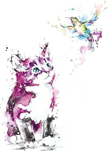 Temporary Katze und Vogel Tattoo Wasserfarbe Tattoo KM166