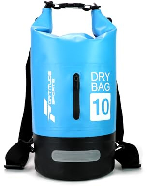 Fortitude Sports Wasserdichter Dry Bag 5L / 10L / 20L Wasserdichter Rucksack Stuff Sack Nassbeutel für Schwimmen, Paddleboarding, Reisen, Kajakfahren, Angeln, Strand, hellblau, 10 l, Wasserdichter