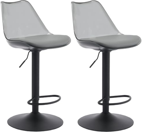 Sepnine® Transparenter Barhocker 2er Set,Barstuhl gepolstert mit Fußstütze,Barstühle mit Rückenlehne,Zeitgenössisch Drehstuhl 360°,Tresenhocker höhenverstellbar für Esszimmer & Bar (PU)