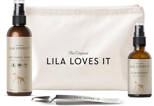 Zecken-Set für Hunde – idealer Schutz vor Zecken in Einer praktischen Travel-Bag, 1x Anti-TIQUE Zeckenspray 100ml, 1x ZECKENZANGE und 1x SILBERSPRAY 50ml von LILA LOVES IT