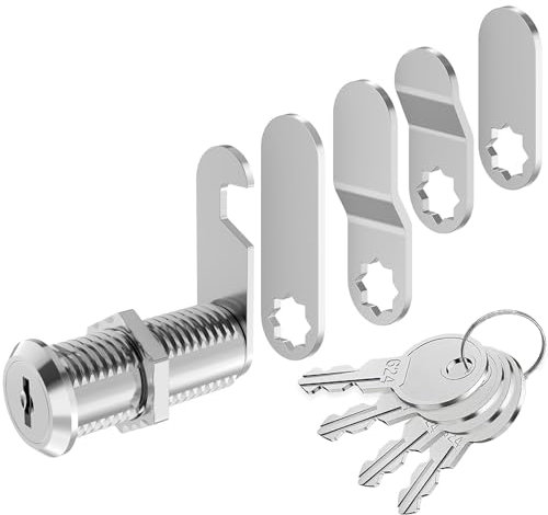 VOCIBO® Serrure de boîte aux lettres avec 4 clés, livrée avec 5 plaques de serrure différentes, serrure de boîte aux lettres de 40 mm, serrure à broche, diamètre 18 mm, serrure de tiroir, serrure à