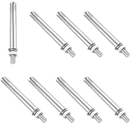 PATIKIL Tornillos de Expansión M8 x 100mm 8 Piezas Acero Inoxidable 304 para Anclaje en Pared de Hormigón Ladrillo Pared de Yeso Aire Acondicionado Plateado
