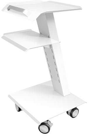 Multifunktions Laborwagen 3-stufiger Rollwagen, Weiß Laborwagen, Kosmetikwagen Mit Rollen, für Schönheitsinstrument Medizinischer (410x360x770mm)