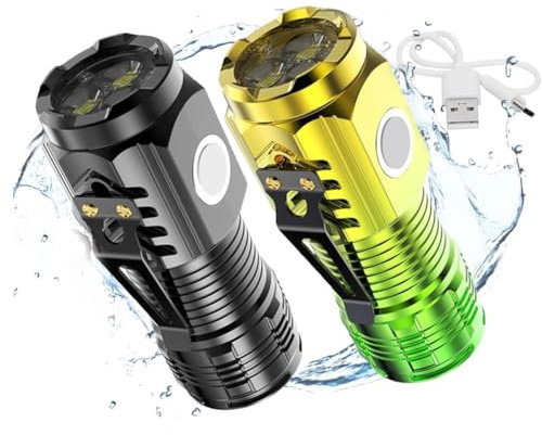 Doollada Thumb Flashlight, Portable USB Rechargeable Powerful Flashlight, Lampe Torche LED Ultra Puissante, Tactique Lampe de Poche Ultra lumineuse, LED lampe torche étanche pour camping (2PCS-C)