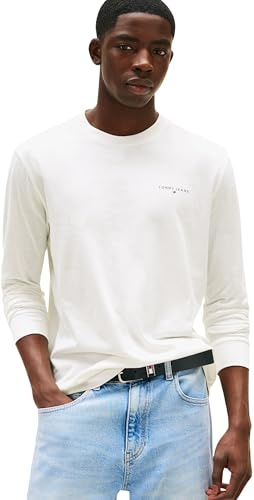 Tommy Jeans Camiseta de Manga Larga Mujer Slim Chest Linear de algodón, Blanco (Ecru), M