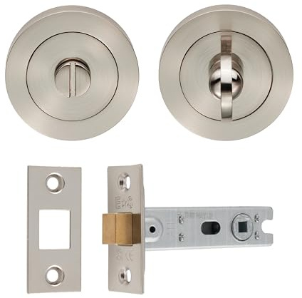 Ultimate Door Privacy Pack in Satin Nickel | Includes Turn and Release, 76mm Tubular Deadbolt and All fixings - UDP/BATH30/SN