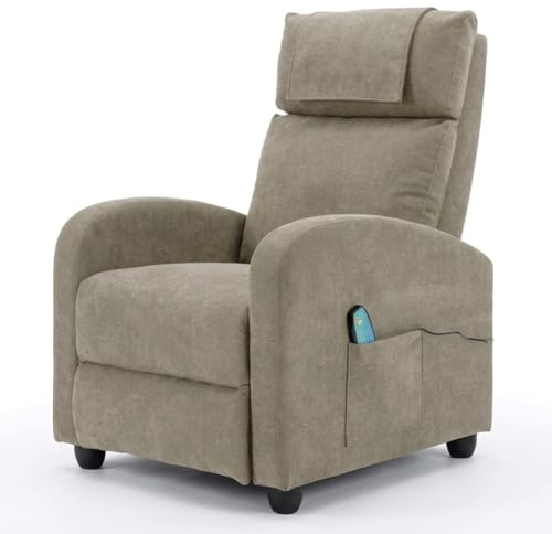 homeguru Relaxsessel Ergonomisch Massagefunktion, Einzelsofa Liegefunktion mit Heizung, Lesesessel Fernsehsessel Körper Vibration Sessel, Gesund Loungesessel Polstersessel, 67.5X87X100 cm (Beige)