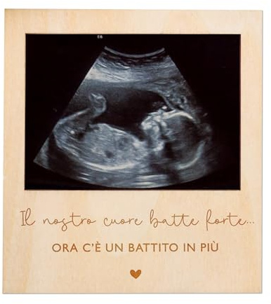 Joli Coon Cornice foto ecografia in legno, annuncio gravidanza | Retro magnetico per frigorifero e altre superfici metalliche, realizzato in legno di alta qualità