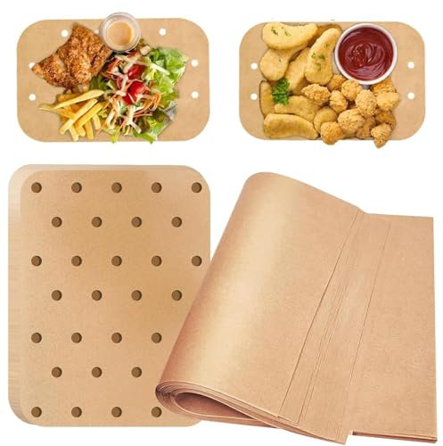 CoKeeSun Papier Cuisson Air Fryer, Deux Tailles Antiadhésif Résistant à la Chaleur Reutilisable (23×33cm) (14×20.5cm)