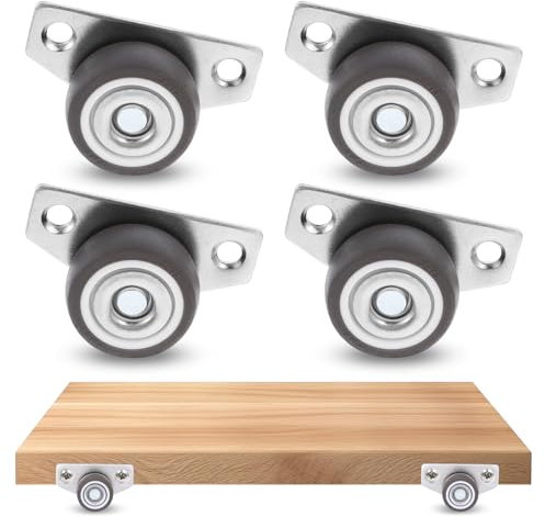 ElevateTech Lot de 4 roulettes pivotantes plates en acier inoxydable, adaptées pour bureau, meubles de cuisine, tables, tiroirs, chariots, armoires et étagères