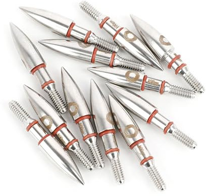 SHARROW 12 Stück Bogenschießen Pfeilspitzen Projektilspitzen Edelstahl Ziel Pfeil Tipps 100 Grains Jagdspitzen Broadheads mit Gummi O-Ring und Aufbewahrungskiste (OD: 7.2mm)
