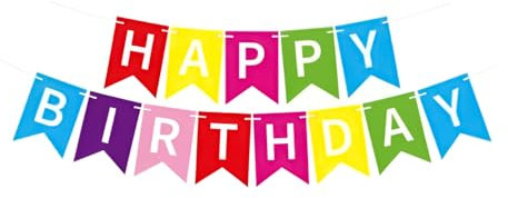 Happy Birthday Banner, Multicolour Bunting Flags, Party Decoration