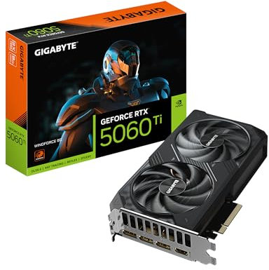 Gigabyte GeForce RTX 5060 Ti WINDFORCE 8G Grafikkarte – 8 GB GDDR7, 128 Bit, PCI-E 5.0, 2572 MHz Kernfrequenz, 3 x DisplayPort, 1 x HDMI, GV-N506TWF2-8GD