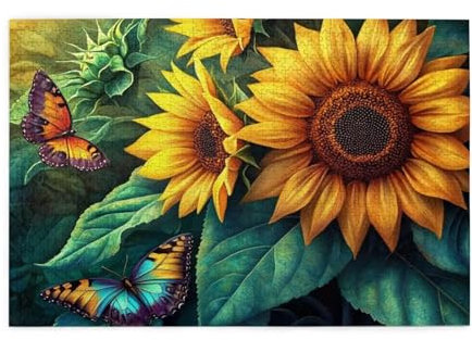 Puzzle 3000 Teile, Puzzle Erwachsene, Holzpuzzle Sonnenblume Impossible Jigsaw, Clevere Rätsel, Farbe Jigsaw Geschenkbox Verpackung for Room Decor, Geschenke für Frauen Schmetterling 122x81cm p-1434