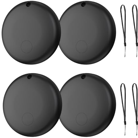 Android Smart Tracker Tag nyckelfinnare kompatibel med Google Mein enhet hitta app (endast Android), Bluetooth-nyckelring för cyklar, bagage, plånböcker och resväskor, svart 4-pack