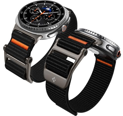 Spigen Dura Pro Flex armband designat för Samsung Galaxy Watch 8 44mm/40mm, 8 Classic 46mm (2025) Nylonband - Svart